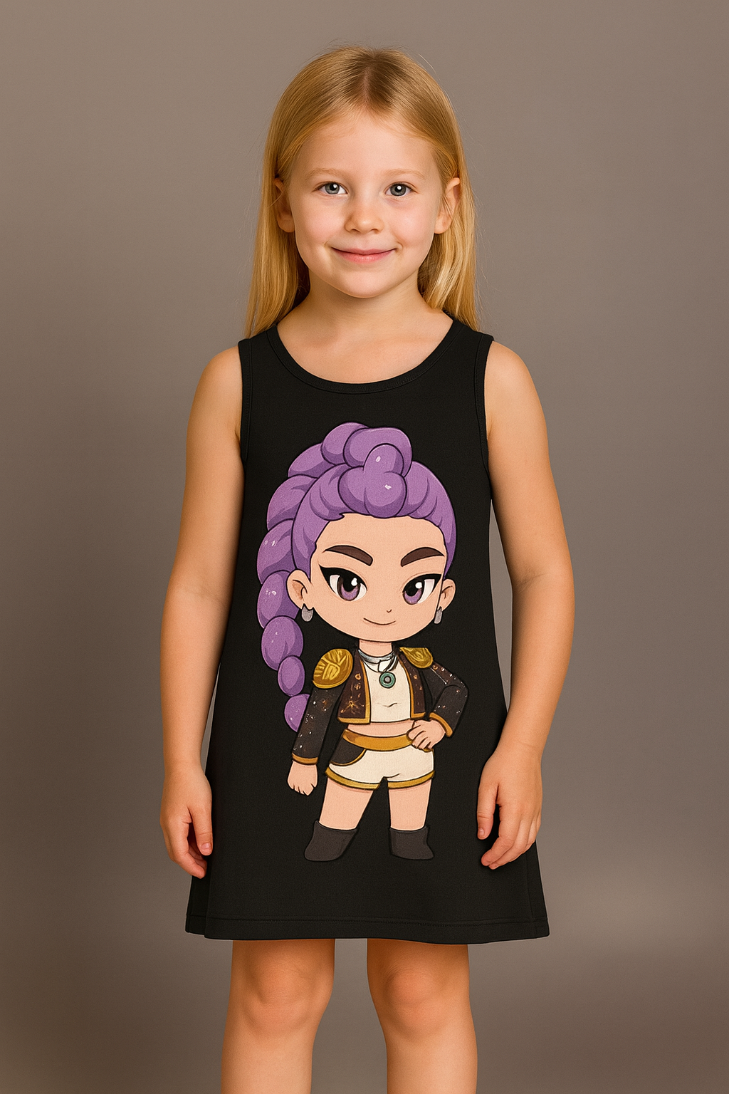 Vestido Niña Kpop Negro sin mangas 3A