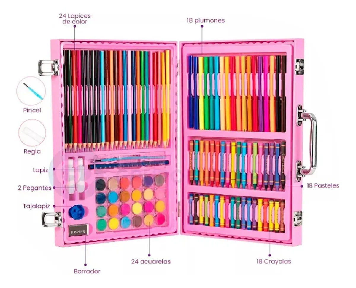 Set Arte Maleta X128 Pcs Colores Dibujo