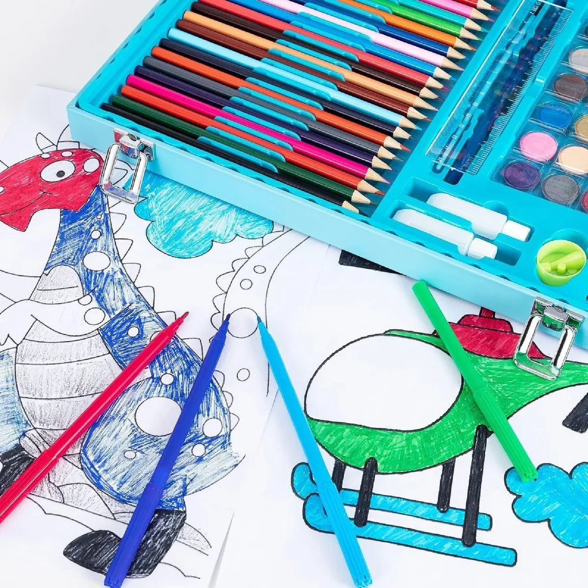 Set Arte Maleta X128 Pcs Colores Dibujo